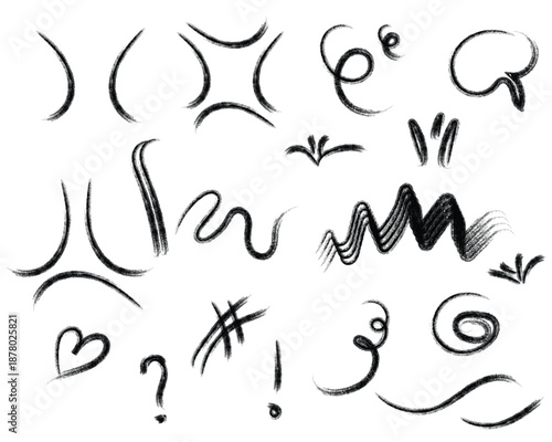 Collection of expressive hand drawn punctuation marks and symbols