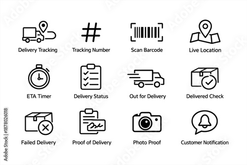 Delivery tracking system icons for efficient package management