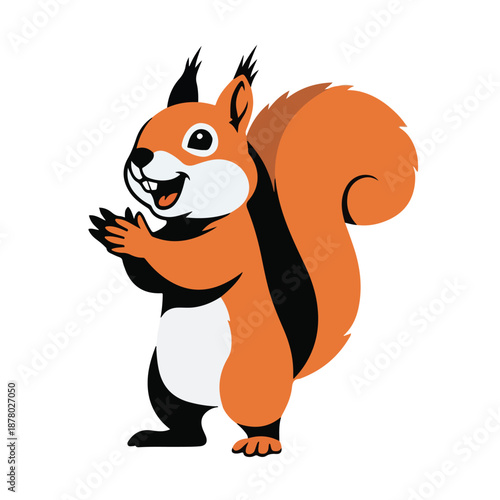 Friendly cartoon squirrel standing on hind legs with paws together