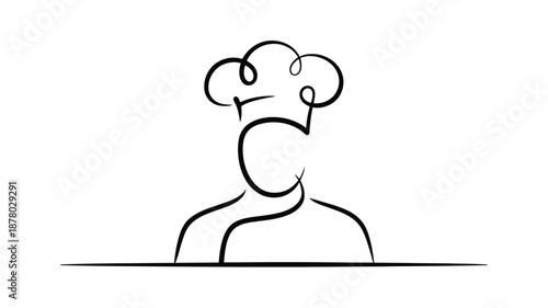 Simple line drawing of a chef s hat atop a stylized human figure