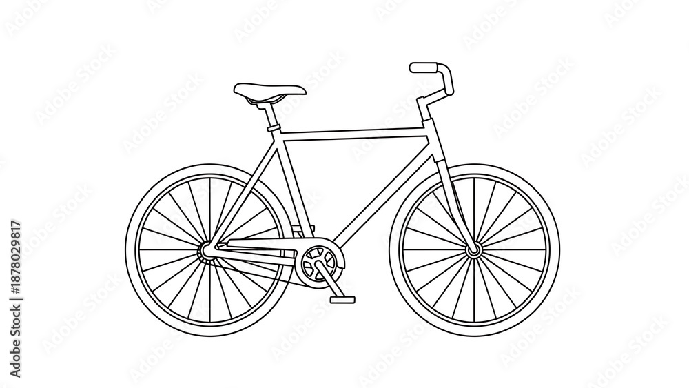 Fototapeta premium Minimal Line Art Bicycle Illustration
