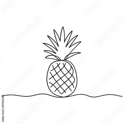 Simple line drawing of a pineapple with a wavy base