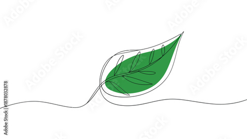 Simple drawing of a green leaf with layered outlines and a stem