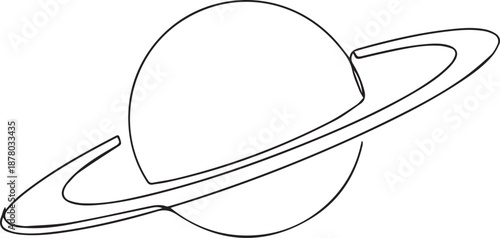 a line drawing of a planet with a ring