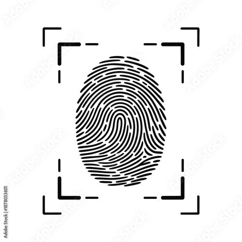 Fingerprint within a square frame a security and identification symbol