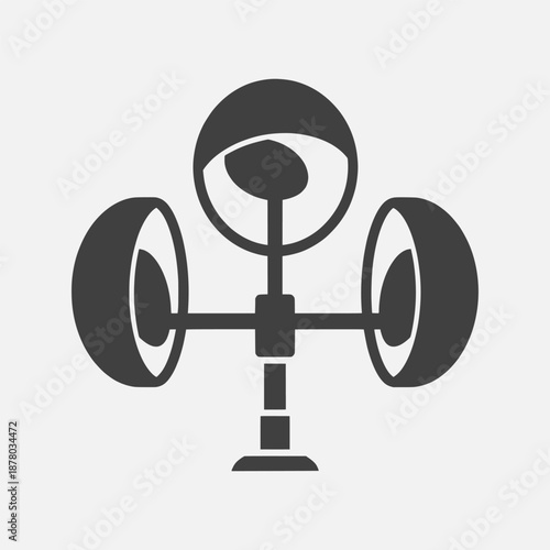 Triskelion symbol illustration on a stand viewed straight from above in a minimalist environment