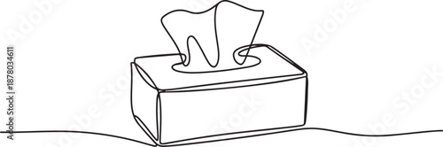 Continuous one line drawing of Tissue Box. Single line drawing illustration of Tissue box icon, one line Art icon drawing vector