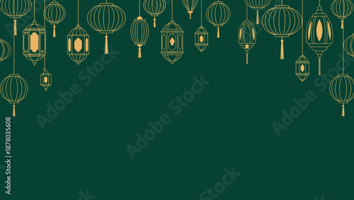 Golden Lanterns Background Decorative Element for Celebrations and Festivals