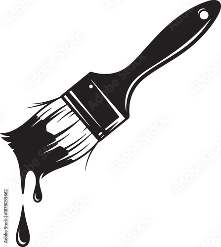 Black paintbrush with dripping paint vector illustration