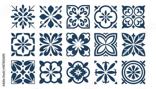 Mediterranean, ceramic, tile, pattern, collection, set, ornaments, templates, isolated, white, background, decorative, geometric, design, motif, traditional, vintage, classic, artistic,