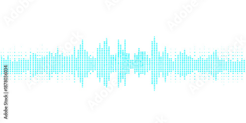 Digital technology illustration featuring a rhythmic music sound wave and equalizer frequency pulse design with audio notes on a blue vector background
