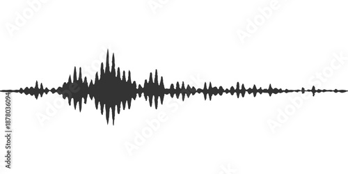 Vector illustration of a black and white abstract music background featuring a digital audio wave equalizer and technology line design for sound pulse