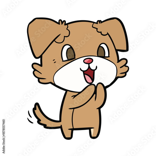 Cute Brown Dog Cartoon Character With White Muzzle And Pink Nose