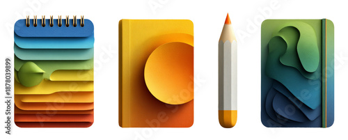 Abstract Office Supplies Concept with Clean and Realistic Design Elements