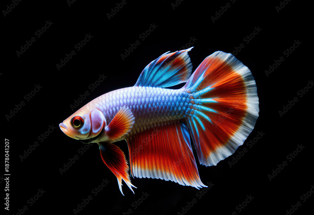 Fototapeta premium Colorful Tropical Fish Against Black Background