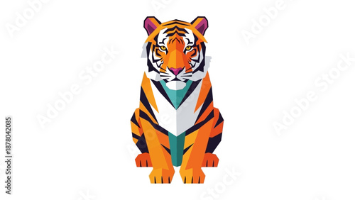 Geometric Tiger Illustration - Stylized Wild Animal Graphic
