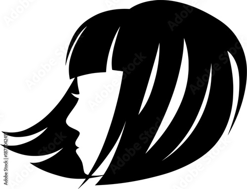 woman profile silhouette with stylish bob haircut vector for beauty salon logo