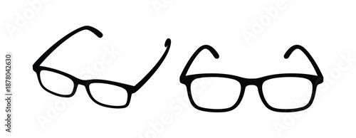 glasses and sunglasses vector icon, black frame eyeglasses with lenses, stylish illustration, isolated on white background for fashion, optics, and accessories design