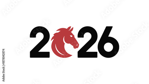 2026 New Year horse head logo combination design vector, Chinese zodiac horse logo template
