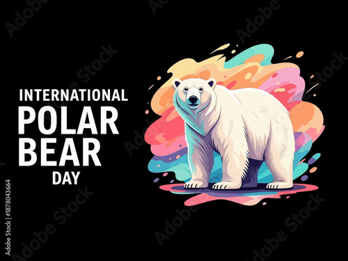International polar bear day illustration with colorful splashes