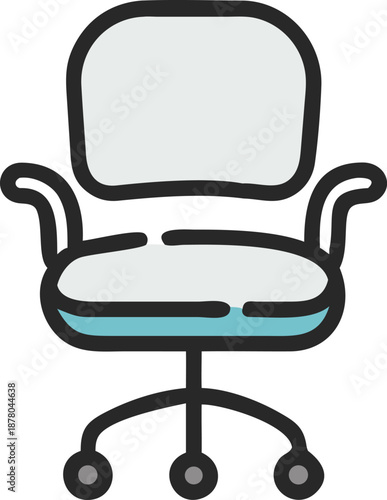 Modern simple office swivel chair icon for business workspace furniture concept.