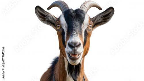 Smiling Goat Portrait For Agriculture And Animal Concepts On Transparent Background