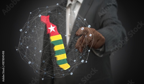 Bilde på lerret Togo - country shape and flag - 3D illustration