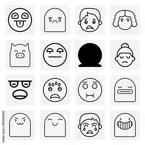 Playful Cartoon Creature States – Napping, Sleepy, Licking, And Tongue-Out Expressions For Fun And Youthful Designs