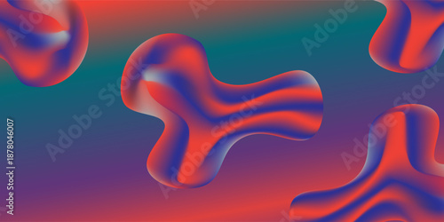 Set of 3d abstract liquid flowing shape gradient.Collection element for design.Vector stock illustration.