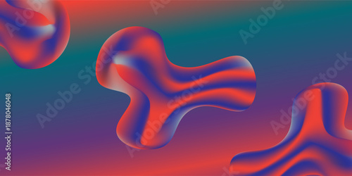 Set of 3d abstract liquid flowing shape gradient.Collection element for design.Vector stock illustration.