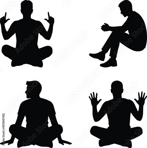Seated Male Silhouette Poses Set