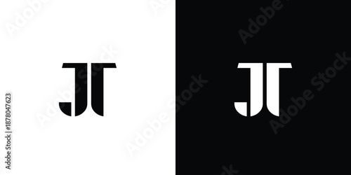 Unique and modern letter JT initials logo design