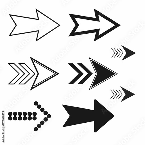 Simple Stylized Arrow Icons Vector Set