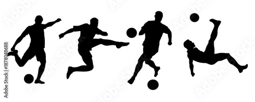 Football player silhouettes, sport vector, football tricks, national football team, competition, match