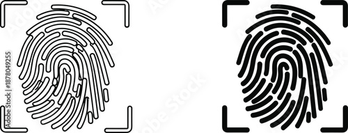 Biometric Fingerprint Scanner Icon Set Featuring Digital Identity Verification for Cybersecurity Data Privacy Mobile Access Security  Recognition Technology and Electronic Personal Identification