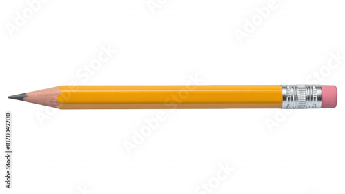 Yellow Pencil With Pink Eraser For Education And Writing Concept On Transparent Background
