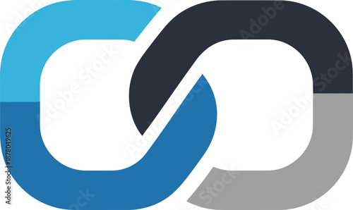 A stylized infinity loop logo design.