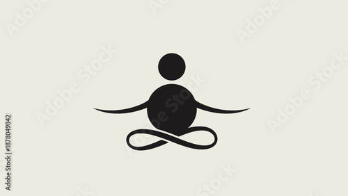 Simple black silhouette of a person meditating in lotus position.
