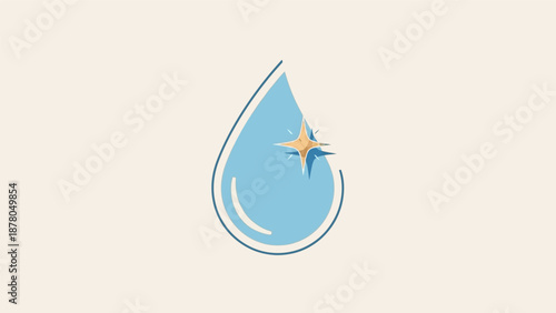 Blue water droplet icon with sparkle element inside.