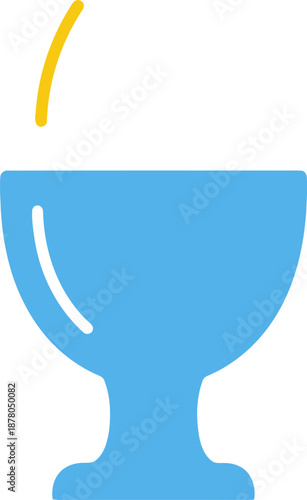A blue glass filled with water on a white background.