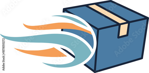 Blue package with abstract swirling elements.