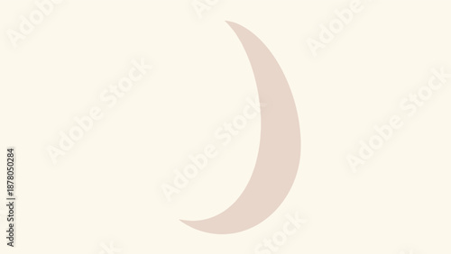 Simple light pink crescent moon shape on a cream background.