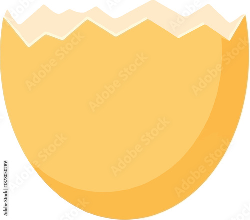 A cracked eggshell with a yellow interior and broken top edge.