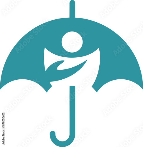 Person protected under an umbrella, symbolizing safety and security.