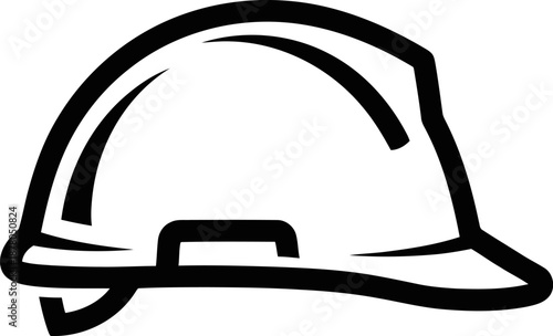 Simple black and white illustration of a hard hat.