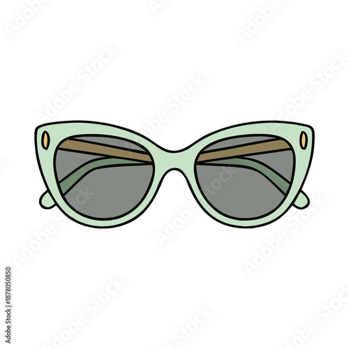 Isolated Light Green Cat-Eye Sunglasses