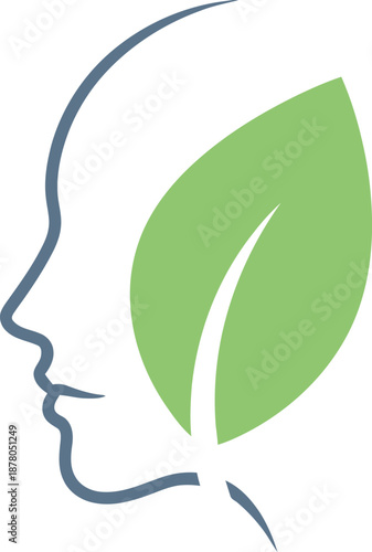 Eco friendly green leaf human face.