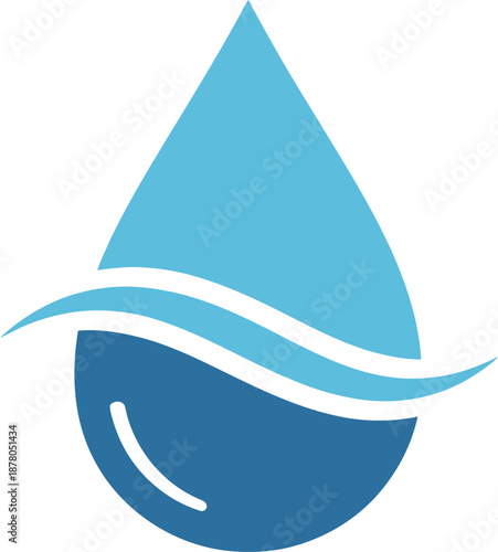 A stylized blue water droplet logo.
