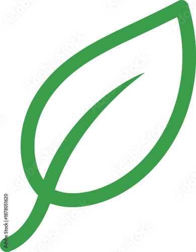 Simple green leaf icon symbolizing nature and eco-friendliness.