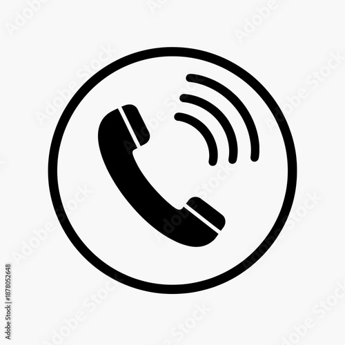 Simple black icon of a phone with signal waves